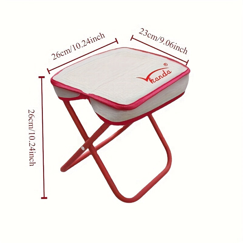 Portable Folding Stool with Pen Bag - Stainless Steel, Champagne Color, Compact & Lightweight for Travel, Hiking, Camping, and Outdoor Adventures