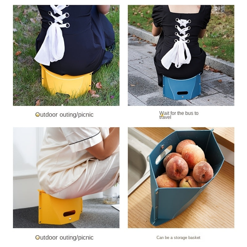 Collapsible Shoe Changing Chair Stool Outdoor Fishing Camping Yard Living Room Multifunctional Portable Hand Basket Folding Stool Portable Plastic Stool Strong and Durable