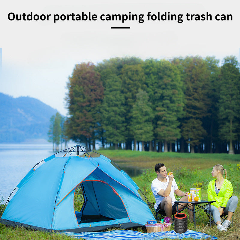 1.06gal Portable Camping Folding Trash Can with Lid - Compact, Collapsible Magic Bucket Garbage Bin, Multi-Functional Telescopic Water Bucket for Outdoor Activities, Travel-Friendly Storage Bucket, Trash Can for Outdoor Use