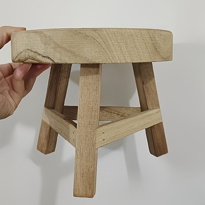 Modern Wooden Round Pedestal Stool - Mini Display Stand for Succulent & Plant - Decorative High Stool for Balcony, Patio, and Home Decor, Gift for Mother'S Day, Home Decor Stool | Natural Wooden Finish | Durable Wooden Stool