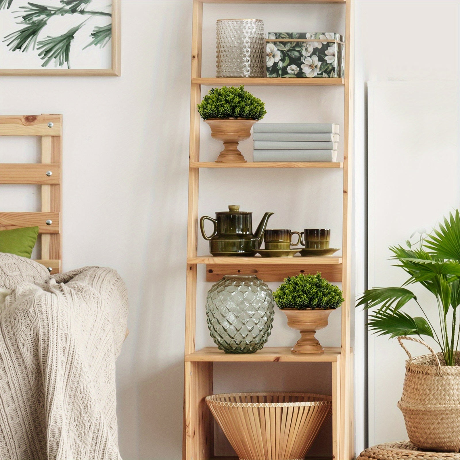 Lifezeal Lot de 4 plantes artificielles en pot - Mini plantes vertes décoratives pour l'intérieur