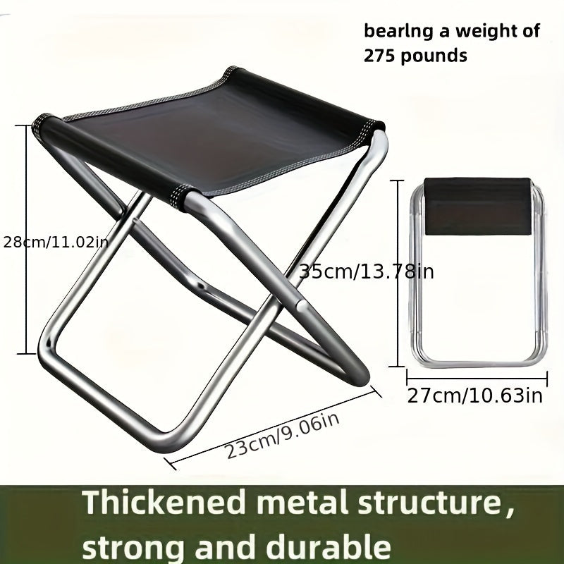 1pc Stainless Steel Square Folding Stool - Compact Lightweight Portable Quick-Fold Design, No Battery Needed, Durable Rust-Resistant for Travel Camping Fishing Outdoor Activities (Black), Camping Gear, Sleek Metal Finish, Sturdy Construction