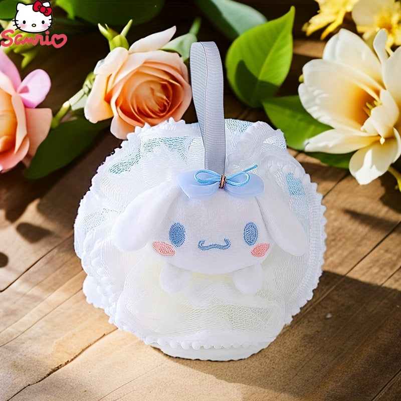 1pc Boule de Bain Chien Cannelle Sanrio Kuromi - Éponge Exfoliante Douce avec Mousse Abondante et Massage, Design Mignon de Dessin Animé & Anneau Suspendu Couleur Aléatoire pour le Frottement du Dos, Accessoire de Douche & Bain
