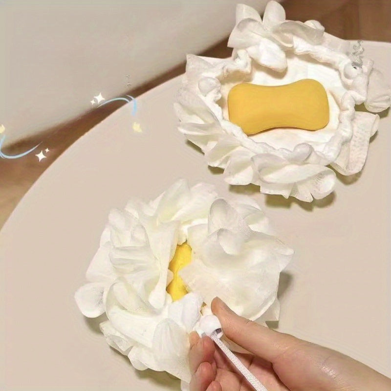 Ballon de Bain Fleur Nouveau Deux-en-Un Anti-Diffusion, Doux et Souple, Emballage de Savon pour le Bain