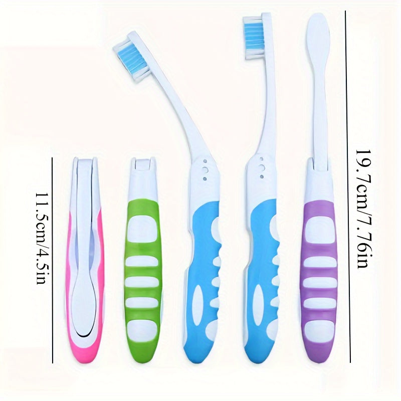 4 brosses à dents pliantes portables, couleurs aléatoires, poils souples, idéales pour camping, randonnée et voyage en sac à dos, essentiels de voyage