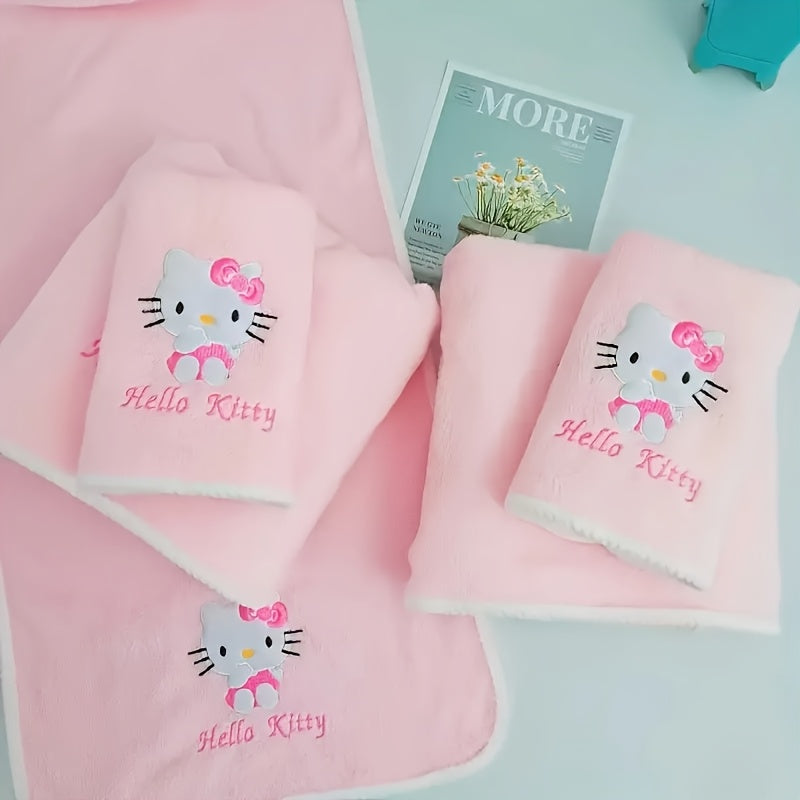 Sanrio for hello kitty Bath Towels - Soft, Absorbent, Quick-Dry Polyester Towels with Cute Cat Design, Perfect for Home, Hotel, RV, Outdoor Activities, Camping Essentials | Playful Design | Durable Towel