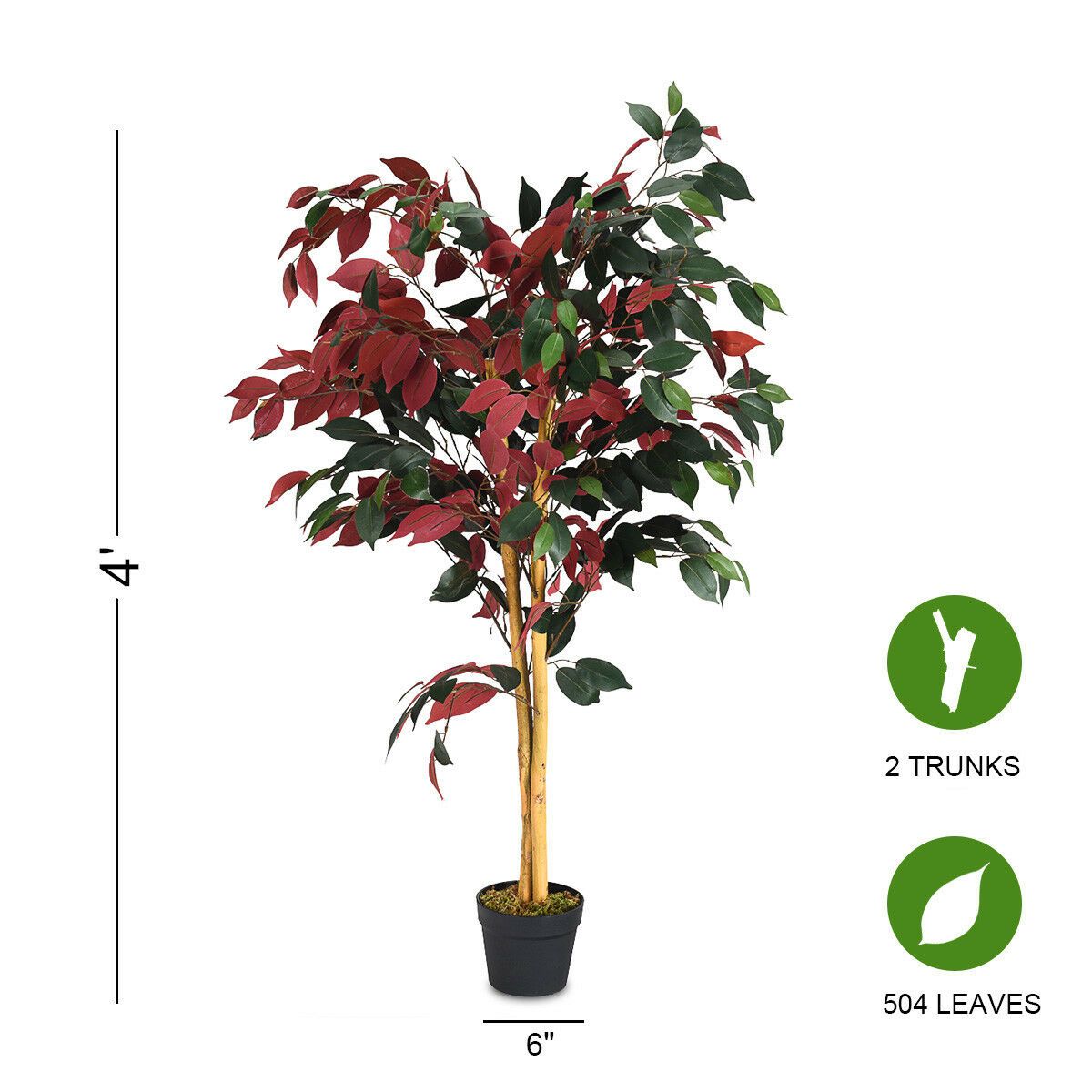 TANGKULA 4-Feet Artificiel Bush Rouge\u002FVert Feuilles Intérieur-Extérieur Maison