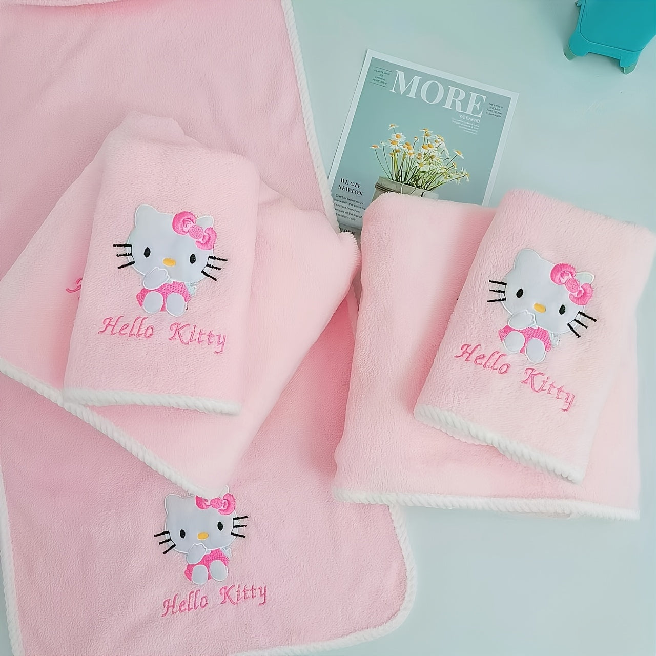 For Hello Kitty Soft Quick-Dry Bath Towel - Pink with Cute Character Design, Lightweight Polyester, Perfect for Dorms & Facial Use, Bathroom Essentials | Playful Design | Quick Dry Towel