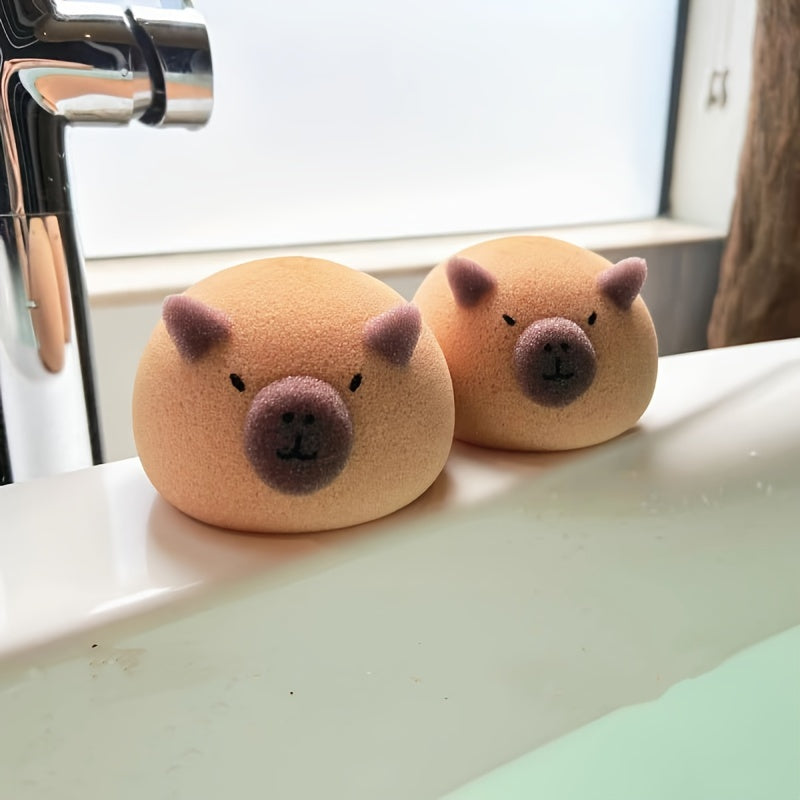 Boules de bain Kapibala 1\u002F2, éponges de douche douces et mignonnes, accessoires de bain pour le visage et le corps, cadeaux adorables en forme d'animaux