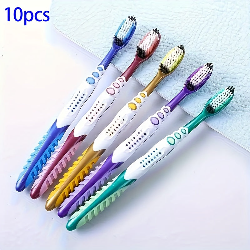 1 lot de 5\u002F10\u002F15 brosses à dents manuelles pour adultes, poils en nylon moyen, élimine efficacement les taches, emballées individuellement, idéal pour un usage domestique