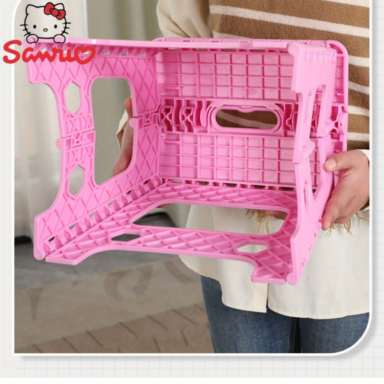 Sanrio Home Portable Stool, Indoor Shoe Changing Bench, Thickened Plastic Material, Cartoon Style Bench, Outdoor Portable Hand Carry Hammock Chair, Folding Stool