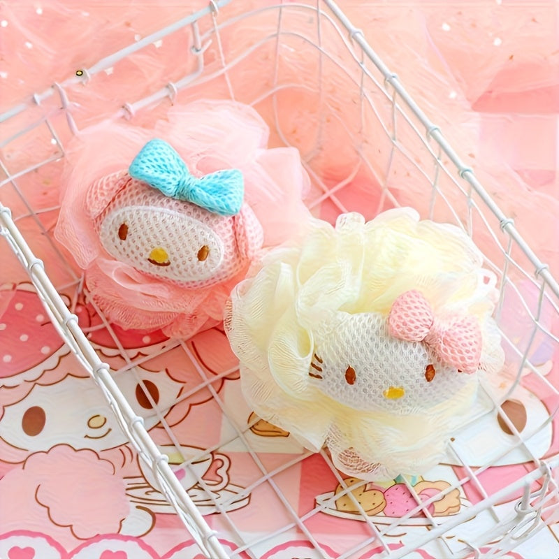 Éponge de Bain Sanrio Hello Kitty et My Melody - Douce, Ne Lâche Pas, Adaptée pour le Soin Personnel, Cadeau Idéal d'Anniversaire et d'Halloween, Parfait comme Favoris de Fête