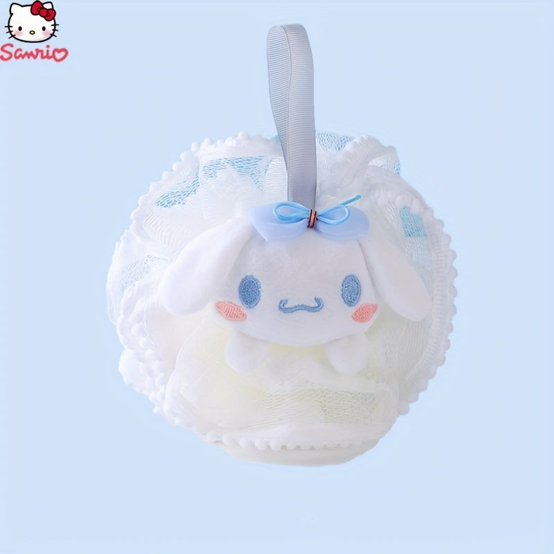 1pc Boule de Bain Chien Cannelle Sanrio Kuromi - Éponge Exfoliante Douce avec Mousse Abondante et Massage, Design Mignon de Dessin Animé & Anneau Suspendu Couleur Aléatoire pour le Frottement du Dos, Accessoire de Douche & Bain