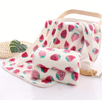 1 Set Little Strawberry Cartoon Bath Towel Set, Super Absorbent Fast Drying, 300 GSM, 89% Polyester 11% Nylon Knitted Fabric, Handtowel