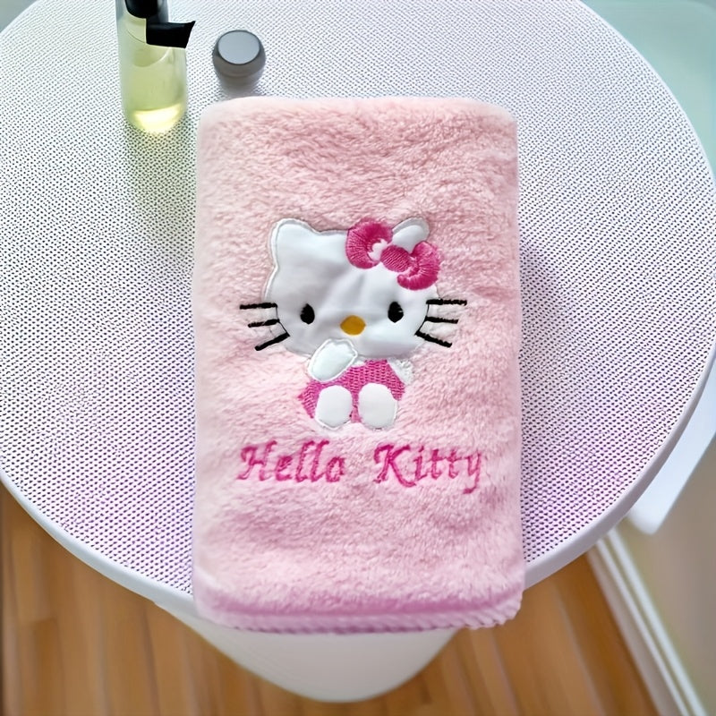For Hello Kitty Soft Quick-Dry Bath Towel - Pink with Cute Character Design, Lightweight Polyester, Perfect for Dorms & Facial Use, Bathroom Essentials | Playful Design | Quick Dry Towel
