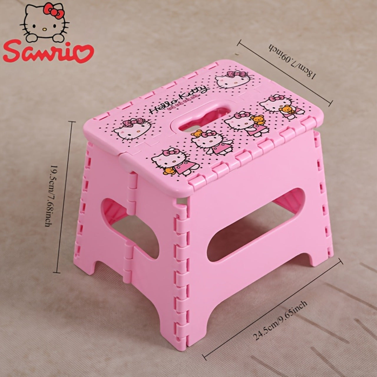 Sanrio Home Portable Stool, Indoor Shoe Changing Bench, Thickened Plastic Material, Cartoon Style Bench, Outdoor Portable Hand Carry Hammock Chair, Folding Stool