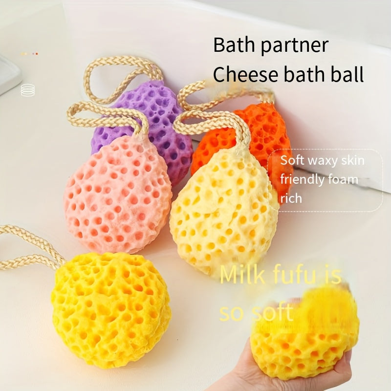 1pc Éponge de bain douce - Design de fruits mignon, non lâche, mousse hautement absorbante pour une exfoliation douce, idéale pour la douche et la salle de bain, éponge de douche | Design amusant | Éponge de bain durable
