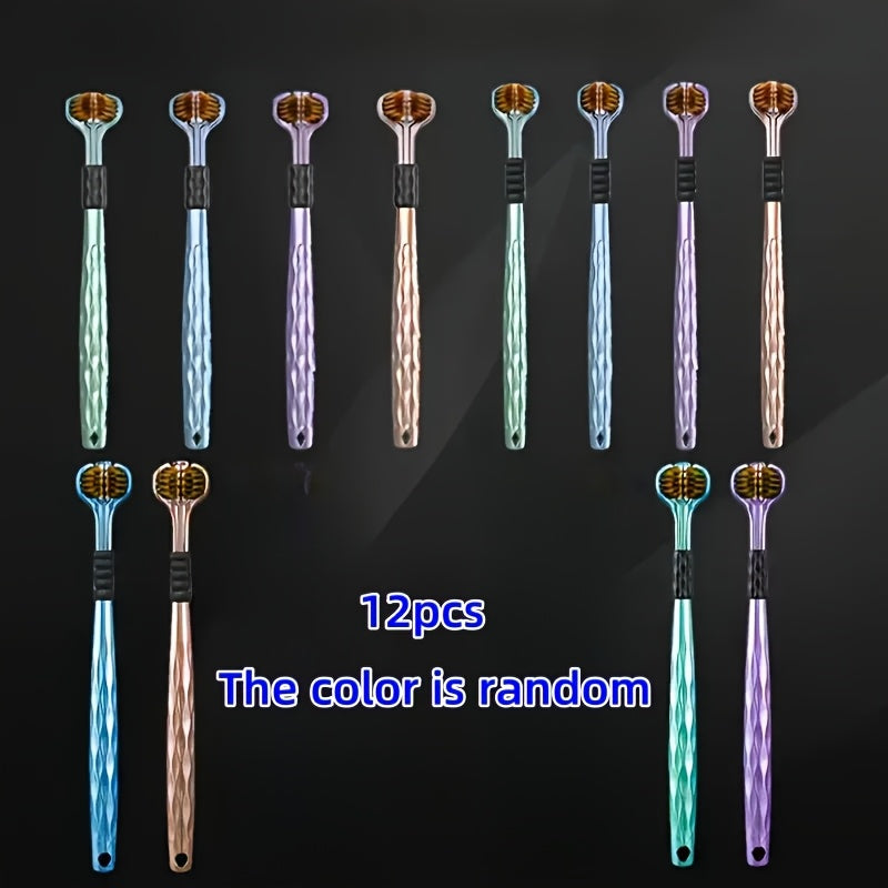 12 Brosses À Dents En Bois Pour Adultes - Design U-Shaped 3D Tout-Inclusif, Nettoyage À 360°, Doux Pour Les Dents Et Les Gencives, Poignée Transparente Avec Motif À Rayures, Sans Parfum C655