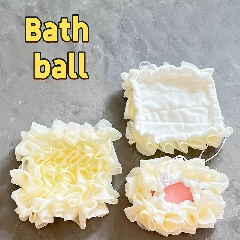 1pc Éponge Douche & Bain Double Usage - Maille Exfoliante Ultra-Douce Sans Peluche, Design Cœur pour Gommage Délicat, Hommes et Femmes, Accessoire de Soin Personnel, Maillage Haut de Gamme, Texture Ultradouce