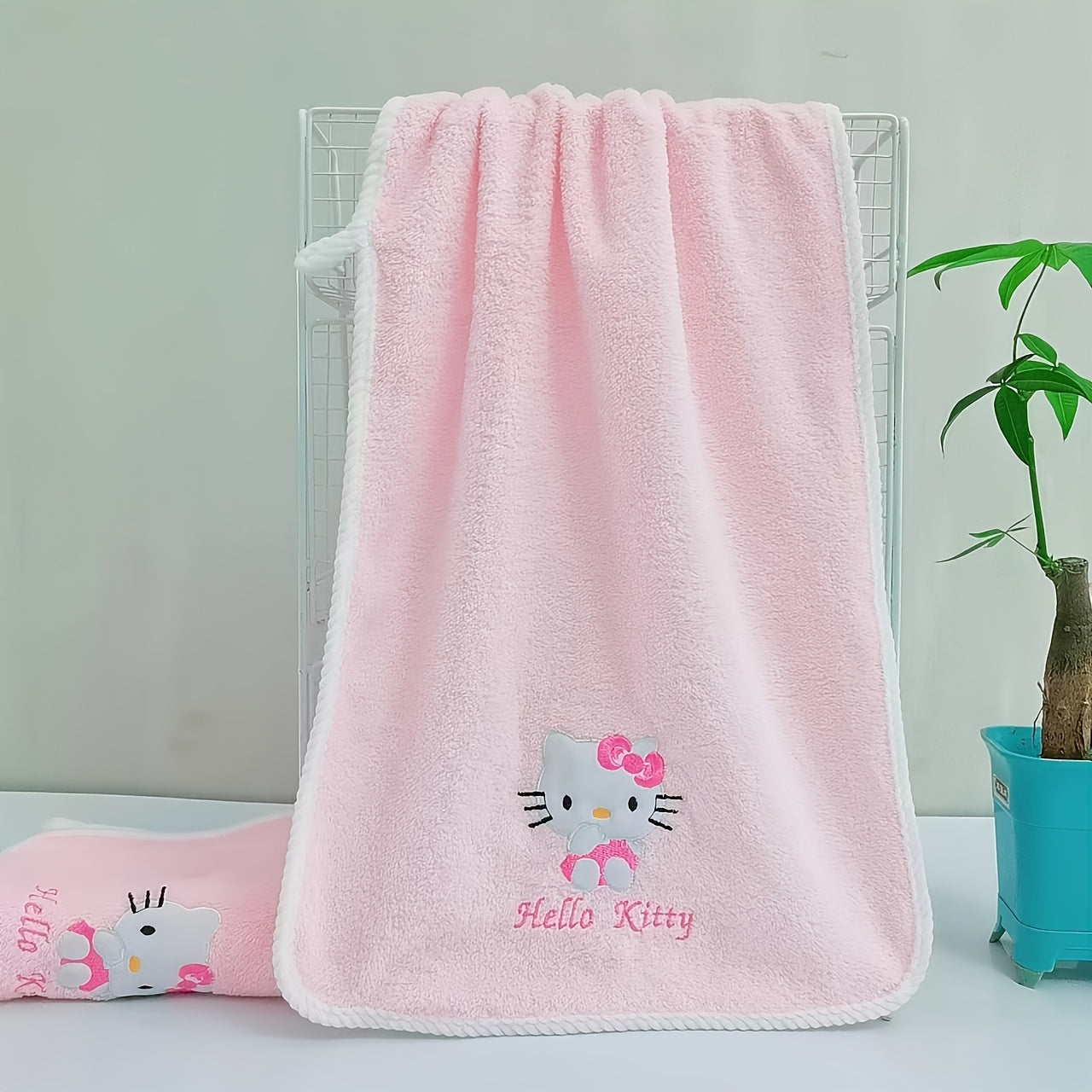 For Hello Kitty Soft Quick-Dry Bath Towel - Pink with Cute Character Design, Lightweight Polyester, Perfect for Dorms & Facial Use, Bathroom Essentials | Playful Design | Quick Dry Towel