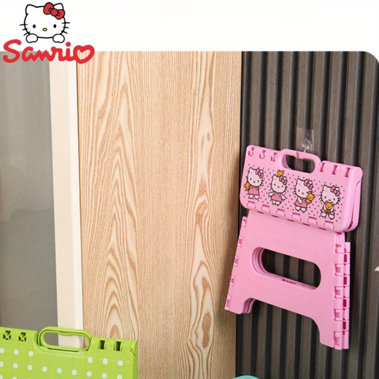 Sanrio Home Portable Stool, Indoor Shoe Changing Bench, Thickened Plastic Material, Cartoon Style Bench, Outdoor Portable Hand Carry Hammock Chair, Folding Stool