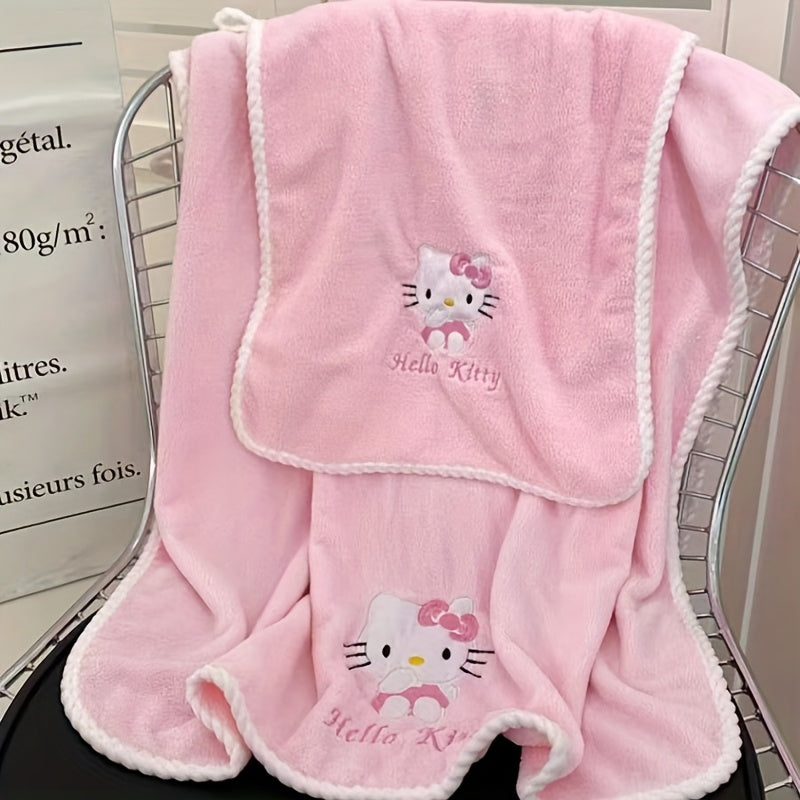 Sanrio for hello kitty Bath Towels - Soft, Absorbent, Quick-Dry Polyester Towels with Cute Cat Design, Perfect for Home, Hotel, RV, Outdoor Activities, Camping Essentials | Playful Design | Durable Towel