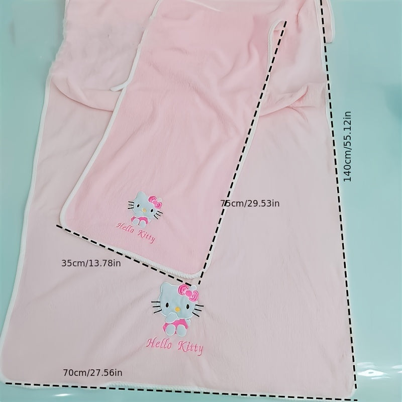 For Hello Kitty Soft Quick-Dry Bath Towel - Pink with Cute Character Design, Lightweight Polyester, Perfect for Dorms & Facial Use, Bathroom Essentials | Playful Design | Quick Dry Towel