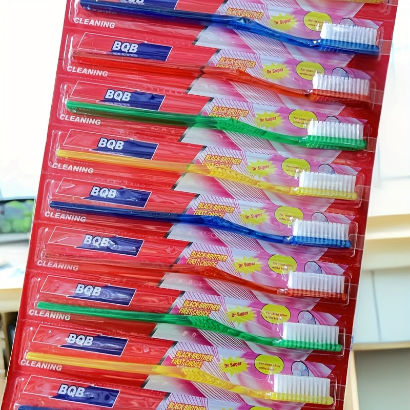 1 lot de 12 brosses à dents pour adultes, têtes longues, poils moyens, brosses à dents anti-taches et protection des gencives